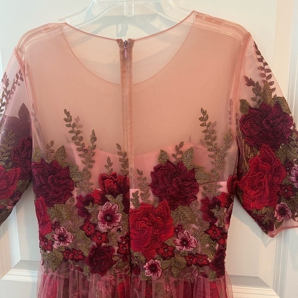 Marchesa Notte Rose Throw Embroideed Dress - Picture 5 of 16